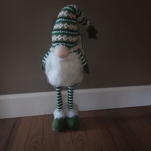 Green and White Striped Gnome Decor